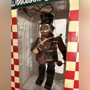 Woodlook vintage toy soldier hinged Christmas tree resin ornament in box 1990’s